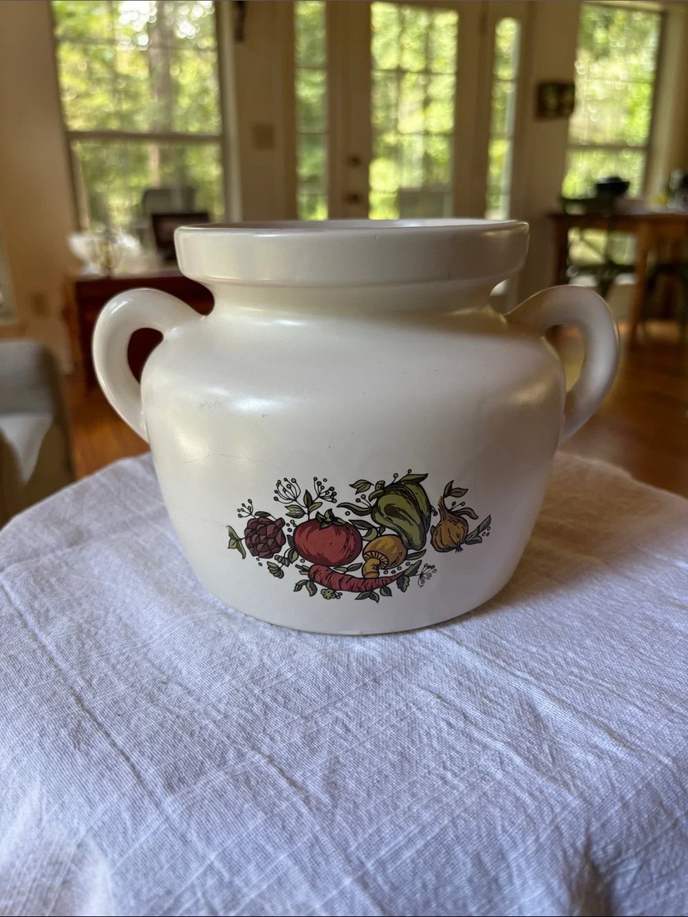 White Ceramic Two-Handled McCoy Spice Delight Bean Pot Number 341 Made In USA